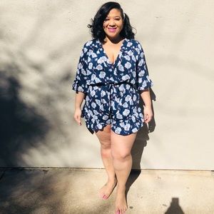 Plus Size Blue Romper
